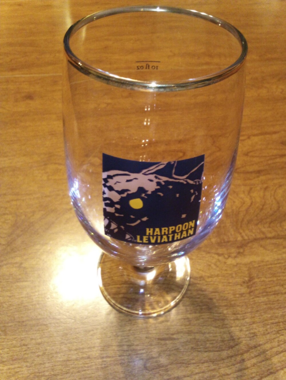 Harpoon Leviathan 10 Ounce Gold Rim Tulip Style Stemmed Beer Glass